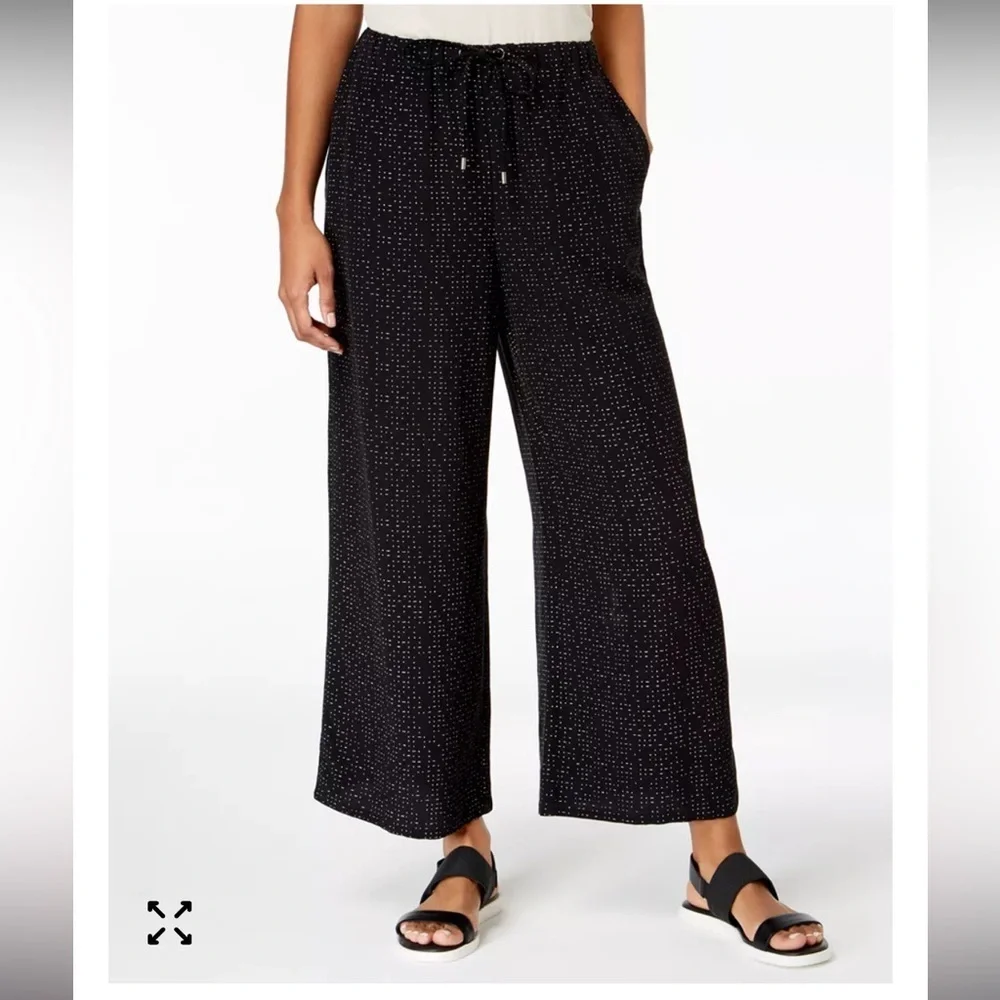 EILEEN FISHER The Future Is Female Wide Leg Crop Pants Tencel Viscose Morse Code